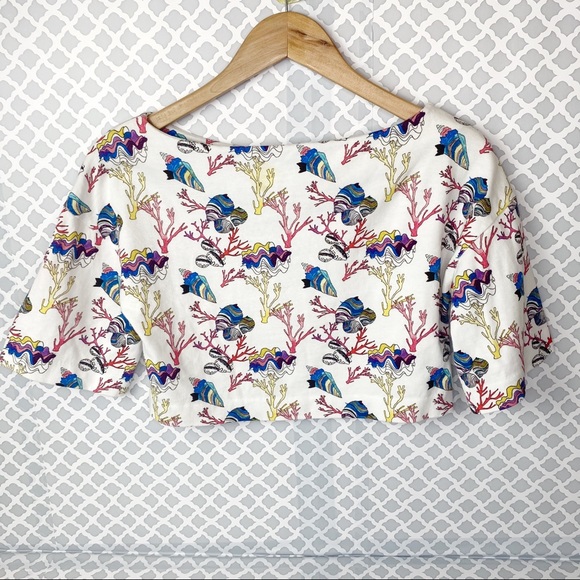 GUC & Other Stories Shell Algae Printed Crop Top - Picture 5 of 12